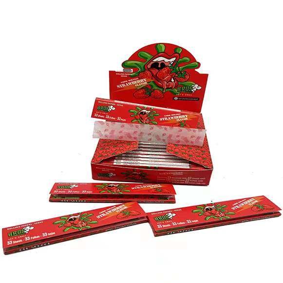 
                Bros 33 Leaves Strawberry Flavor New Style Rolling Paper for Smoking King Size Slim