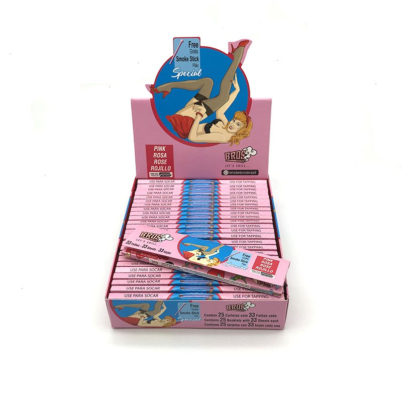 
                Custom Your Logo Pure Pink Rolling Paper Bros King Size Smoking Paper
            